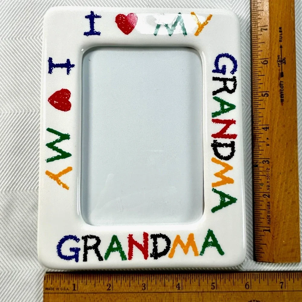 Vintage I LOVE MY GRANDMA Ceramic Picture/Photo Frame 4 x 6
